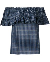 Hache Ruffled Blouse - Blue