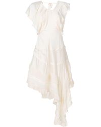 Chloé Asymmetric Lace-trimmed Dress - Wit