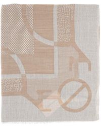 Borbonese - Foulard Frangé À Logo Imprimé - Lyst