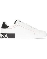 Dolce & Gabbana - Logo Portofino Leather Low-Top Trainers - Lyst