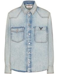 Valentino Garavani - V-Detail Denim Shirt - Lyst