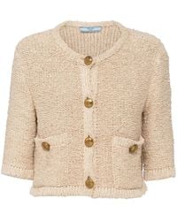 Prada - Bouclé Cropped Cardigan - Lyst