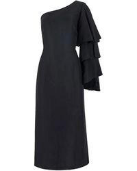 Rosie Assoulin - Bidi Bom Bom Asymmetrische Midi-Jurk Met Ruches - Lyst