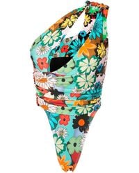 Amir Slama - Floral-Print One-Shoulder Swimsuit - Lyst