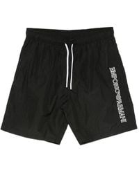 Emporio Armani - Logo-Embroidered Drawstring Swim Shorts - Lyst