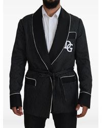 Dolce & Gabbana - Striped Wrap Jacket With Dg Patch - Lyst