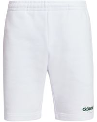 Lacoste - Slogan-embroidered Cotton Track Shorts - Lyst