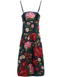 Barbour - X Farm Rio Midi Wild Flower Floral-Print Beaded-Strap Dress - Lyst