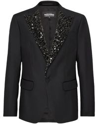 DSquared² - Blazer Boutonné À Revers Ornés De Sequins - Lyst
