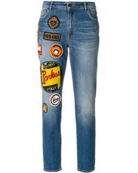 Mr & Mrs Italy Rechte Jeans Met Patches - Blauw