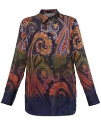 Etro - Paisley-Print Plissé-Effect Shirt - Lyst