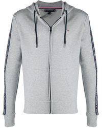 tommy hilfiger tape grey half zip sweatshirt
