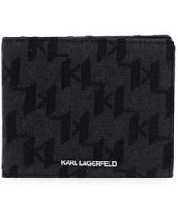 KARL LAGERFELD - Monogram-Print Bi-Fold Wallet - Lyst
