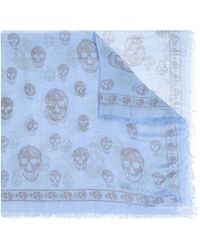 McQueen - Skull-Print Fringed Scarf - Lyst