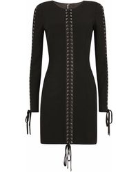 Dolce & Gabbana - Vestido corto con detalle de ojales - Lyst