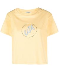 Bode - Usa-appliqué Cotton Cropped T-shirt - Lyst