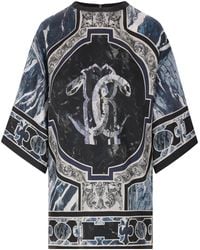 Roberto Cavalli - Marble-Print Silk Blouse - Lyst
