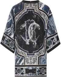 Roberto Cavalli - Marble-Print Silk Blouse - Lyst