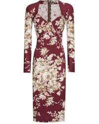 Dolce & Gabbana - Long-Sleeved Floral Dress - Lyst