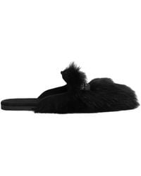 Dolce & Gabbana - Shearling And Suede Slippers - Lyst