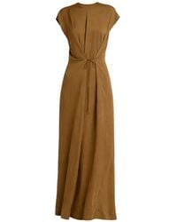Yves Salomon - Asymmetric Adjustable Satin Maxi Dress - Lyst