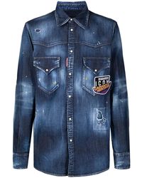DSquared² - Logo-Patch Denim Shirt - Lyst