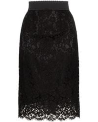 Dolce & Gabbana - Lace-overlay Midi Skirt - Lyst