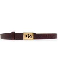DSquared² - Logo-Plaque Pebbled Leather Belt - Lyst