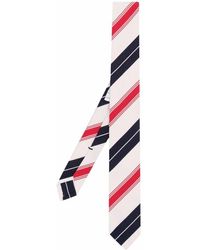 Thom Browne Silk Diagonal-stripe Logo-patch Tie in Red for Men Mens Accessories Ties 