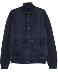 Canali - Suede-Panel Bomber Jacket - Lyst