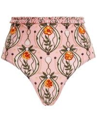 Agua Bendita - Nopal Lunar Floral-embroidered Bikini Bottom - Lyst