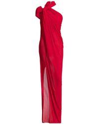Balmain - Long Draped Jersey Dress - Lyst
