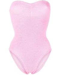 Hunza G - Brooke Strapless Seersucker Swimsuit - Lyst