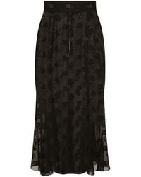 Dolce & Gabbana - Dg-logo Satin Midi Skirt - Lyst