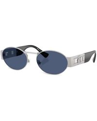 Versace - Logo-Detail Oval-Frame Sunglasses - Lyst