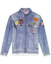 DIESEL - Satijnen Blouse Met Trompe-L'Oeil Denim Print - Lyst