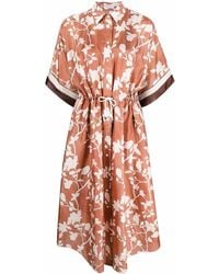 Brunello Cucinelli - Blousejurk Met Bloemenprint - Lyst