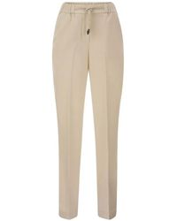 Peserico - Drawstring-Waist Tapered Trousers - Lyst
