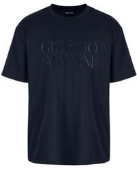 Giorgio Armani - Katoenen T-shirt Met Geborduurd Logo - Lyst