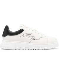 Emporio Armani - Signature Leren Sneakers - Lyst