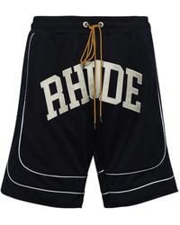 Rhude - Collegiate Mesh Shorts Met Logoprint - Lyst