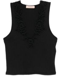 Twinset - Lace-Trim Ribbed Top - Lyst