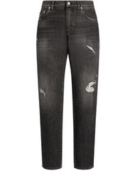 Dolce & Gabbana - Straight-Leg Distressed Effect Jeans - Lyst
