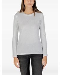 ARMANI EXCHANGE - Logo-Embroidered Long-Sleeve T-Shirt - Lyst