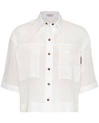 Brunello Cucinelli - Cropped Short-Sleeve Shirt - Lyst