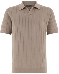 BOGGI - T-Shirt Nervuré À Col Ouvert - Lyst