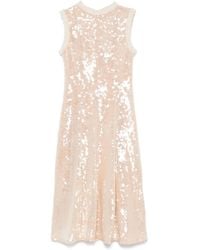 Self-Portrait - Sequin Pearl Trim Midi Dress - Lyst