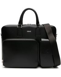 Versace - Logo-debossed Leather Briefcase - Lyst