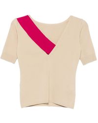 SIMONA CORSELLINI - V-Neck Short-Sleeve Top - Lyst