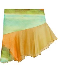 Donde Esteban - Formentera Ruffled Silk Mini Skirt - Lyst